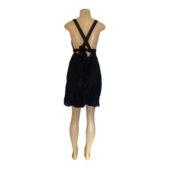 Lucca Couture Silk Blend Strappy Bra Style Deep-V Open-Back Empire Mini Dress - Picture 8 of 12